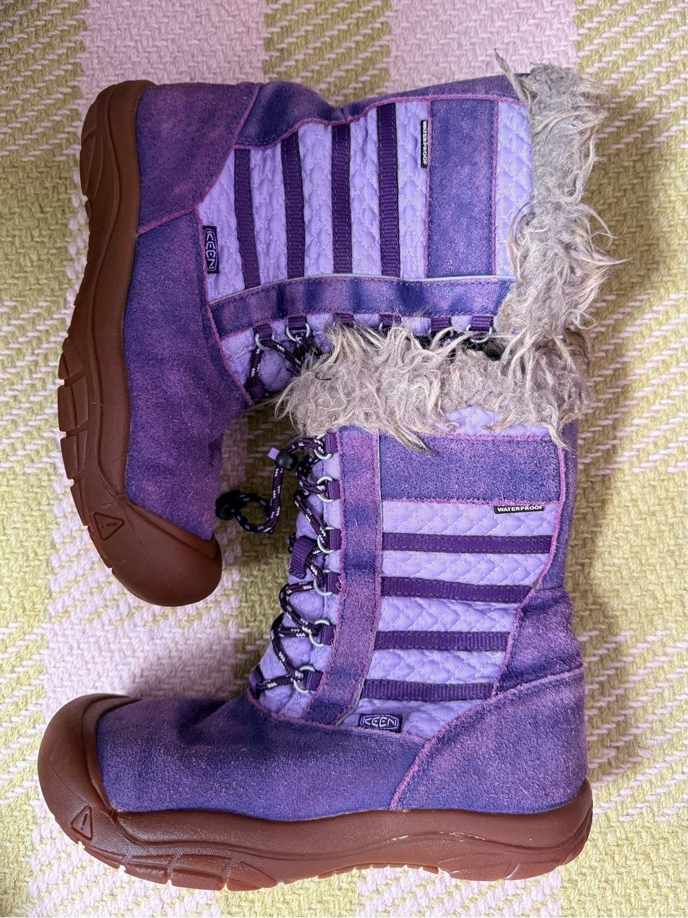 Keen Kids Purple and Lavender Waterproof Winter Boots with Faux Fur Trim